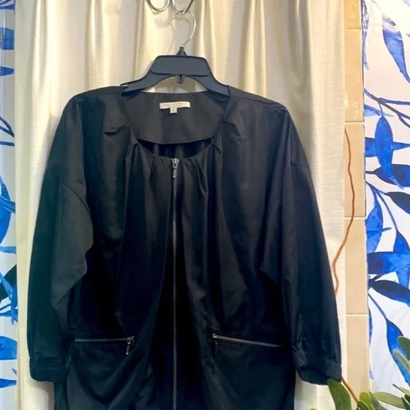 Women’s Black Adrienne Vittadini 100% Polyester Full Zip Jacket Size Medium - Picture 2 of 8